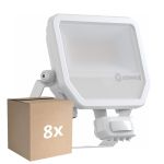 Voordeelpak 8x Ledvance LED Floodlight Aluminium Wit 41W 5500lm 100D - 830 Warm Wit | IP65 - Bewegings- En Lichtsensor - Symmetrisch